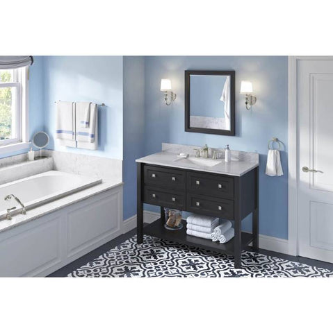 Image of Jeffrey Alexander Adler Transitional 48" Black Single Undermount Sink Vanity With Marble Top | VKITADL48BKWCR VKITADL48BKWCR