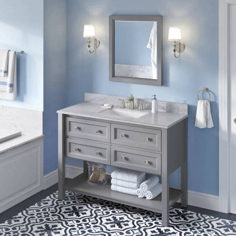 Image of Jeffrey Alexander Adler Transitional 48" Grey Single Undermount Sink Vanity With Marble Top | VKITADL48GRWCR VKITADL48GRWCR