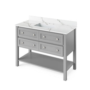 Jeffrey Alexander Adler Transitional 48" Grey Single Undermount Sink Vanity With Quartz Top | VKITADL48GRCQR VKITADL48GRCQR