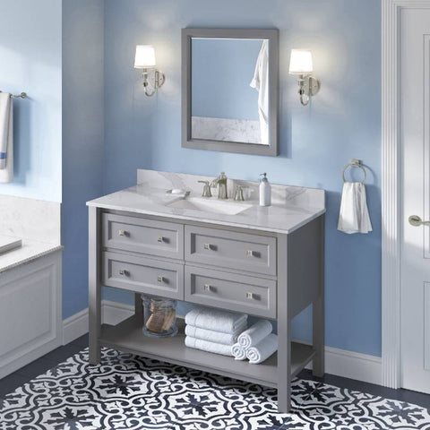 Image of Jeffrey Alexander Adler Transitional 48" Grey Single Undermount Sink Vanity With Quartz Top | VKITADL48GRCQR VKITADL48GRCQR