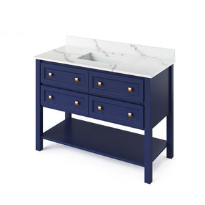 Jeffrey Alexander Adler Transitional 48" Hale Blue Single Undermount Sink Vanity With Quartz Top | VKITADL48BLCQR VKITADL48BLCQR