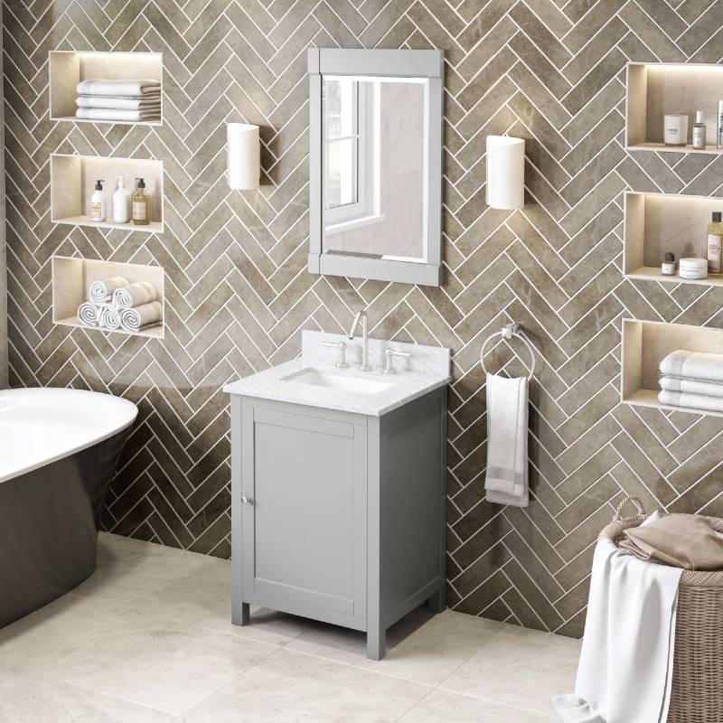 Jeffrey Alexander Astoria Transitional 24" Grey Single Undermount Sink Vanity With Marble Top | VKITAST24GRWCR VKITAST24GRWCR