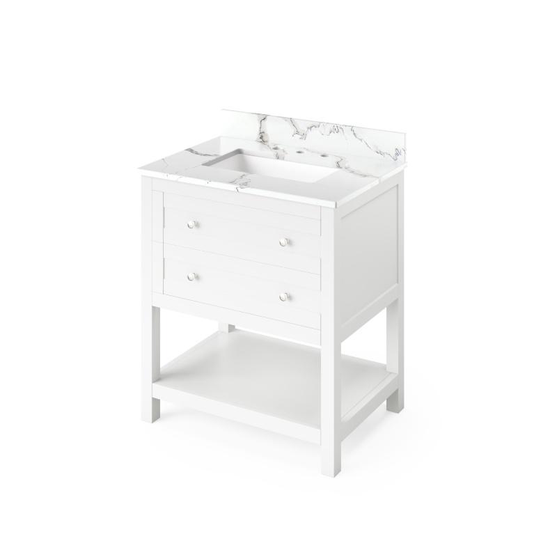 Jeffrey Alexander Astoria Transitional 30" White Single Undermount Sink Vanity With Quartz Top | VKITAST30WHCQR VKITAST30WHCQR