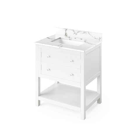 Image of Jeffrey Alexander Astoria Transitional 30" White Single Undermount Sink Vanity With Quartz Top | VKITAST30WHCQR VKITAST30WHCQR