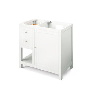 Jeffrey Alexander Astoria Transitional 36" White Single Undermount Sink Vanity With Marble Top, Right Offset | VKITAST36WHWCR VKITAST36WHWCR