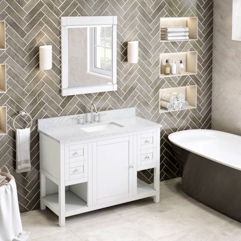 Image of Jeffrey Alexander Astoria Transitional 48" White Single Undermount Sink Vanity With Marble Top | VKITAST48WHWCR VKITAST48WHWCR
