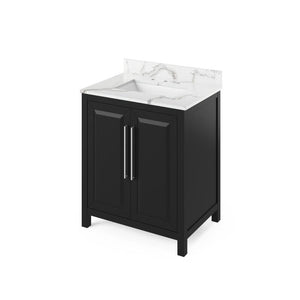 Jeffrey Alexander Cade Contemporary 30" Black Single Undermount Sink Vanity With Quartz Top | VKITCAD30BKCQR VKITCAD30BKCQR
