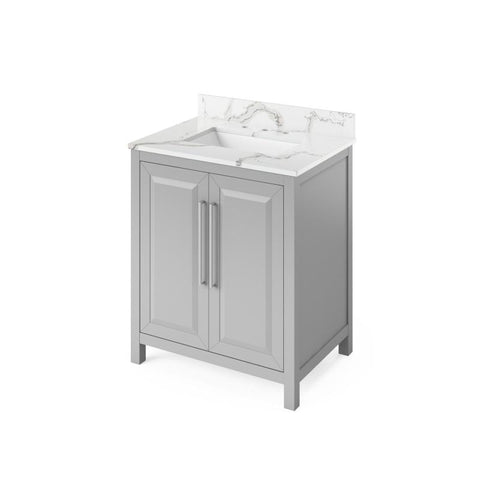 Image of Jeffrey Alexander Cade Contemporary 30" Grey Single Undermount Sink Vanity With Quartz Top | VKITCAD30GRCQR VKITCAD30GRCQR