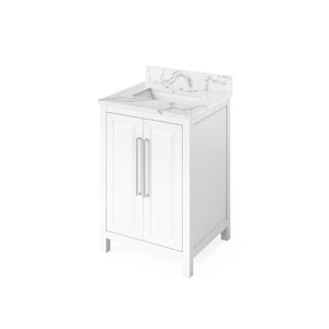 Jeffrey Alexander Cade Modern 24" White Single Undermount Sink Vanity With Quartz Top | VKITCAD24WHCQR VKITCAD24WHCQR