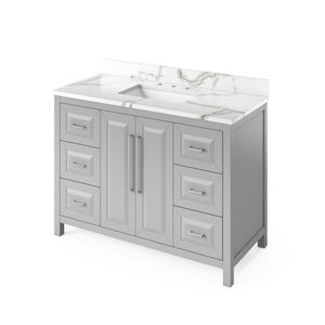 Jeffrey Alexander Cade Modern 48" Grey Single Undermount Sink Vanity With Quartz Top | VKITCAD48GRCQR VKITCAD48GRCQR