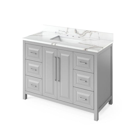 Image of Jeffrey Alexander Cade Modern 48" Grey Single Undermount Sink Vanity With Quartz Top | VKITCAD48GRCQR VKITCAD48GRCQR