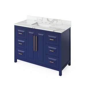 Jeffrey Alexander Cade Modern 48" Hale Blue Single Undermount Sink Vanity With Quartz Top | VKITCAD48BLCQR VKITCAD48BLCQR
