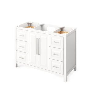 Jeffrey Alexander Cade Modern 48" White Single Undermount Sink Vanity With Marble Top | VKITCAD48WHWCR VKITCAD48WHWCR
