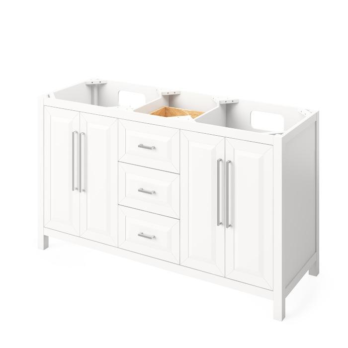 Jeffrey Alexander Cade Modern 60" White Double Undermount Sink Vanity With Marble Top | VKITCAD60WHWCR VKITCAD60WHWCR