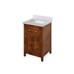 Jeffrey Alexander Chatham Traditional 24" Chocolate Single Undermount Sink Vanity With Marble Top | VKITCHA24CHWCR