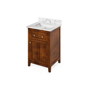 Jeffrey Alexander Chatham Traditional 24" Chocolate Single Undermount Sink Vanity With Quartz Top | VKITCHA24CHCQR VKITCHA24CHCQR