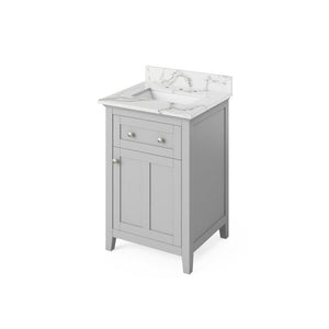 Jeffrey Alexander Chatham Traditional 24" Grey Single Undermount Sink Vanity With Quartz Top | VKITCHA24GRCQR VKITCHA24GRCQR