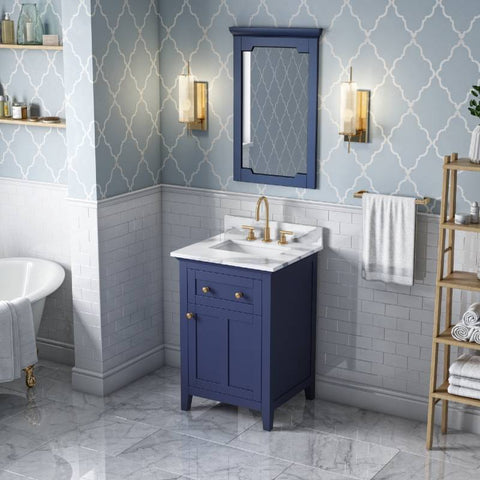 Image of Jeffrey Alexander Chatham Traditional 24" Hale Blue Single Undermount Sink Vanity With Quartz Top | VKITCHA24BLCQR