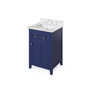 Jeffrey Alexander Chatham Traditional 24" Hale Blue Single Undermount Sink Vanity With Quartz Top | VKITCHA24BLCQR VKITCHA24BLCQR
