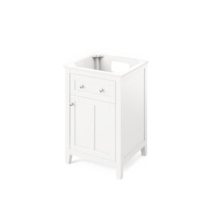 Jeffrey Alexander Chatham Traditional 24" White Single Undermount Sink Vanity With Marble Top | VKITCHA24WHWCR VKITCHA24WHWCR