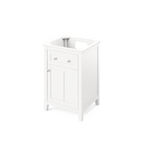 Image of Jeffrey Alexander Chatham Traditional 24" White Single Undermount Sink Vanity With Marble Top | VKITCHA24WHWCR VKITCHA24WHWCR