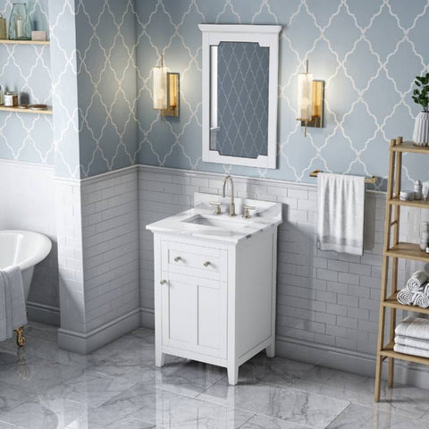 Image of Jeffrey Alexander Chatham Traditional 24" White Single Undermount Sink Vanity With Quartz Top | VKITCHA24WHCQR