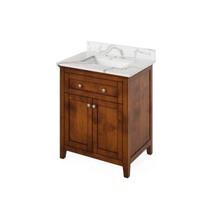 Jeffrey Alexander Chatham Traditional 30" Chocolate Single Undermount Sink Vanity With Quartz Top | VKITCHA30CHCQR VKITCHA30CHCQR