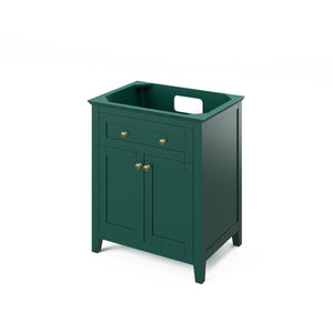 Jeffrey Alexander Chatham Traditional 30" Forest Green Single Undermount Sink Vanity With Marble Top | VKITCHA30GNWCR VKITCHA30GNWCR