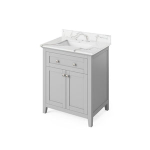 Jeffrey Alexander Chatham Traditional 30" Grey Single Undermount Sink Vanity With Quartz Top | VKITCHA30GRCQR VKITCHA30GRCQR