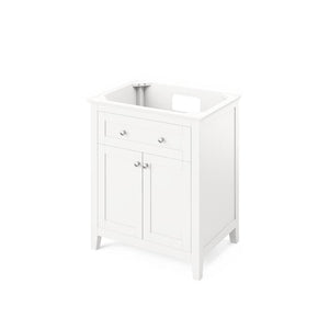 Jeffrey Alexander Chatham Traditional 30" White Single Undermount Sink Vanity With Marble Top | VKITCHA30WHWCR VKITCHA30WHWCR