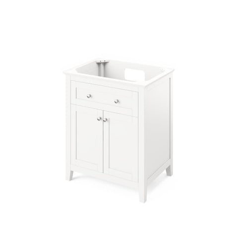 Image of Jeffrey Alexander Chatham Traditional 30" White Single Undermount Sink Vanity With Marble Top | VKITCHA30WHWCR VKITCHA30WHWCR