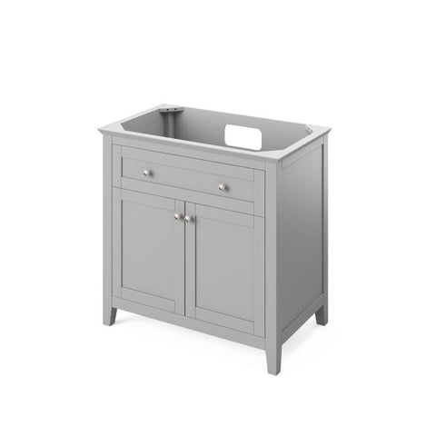 Image of Jeffrey Alexander Chatham Traditional 36" Grey Single Undermount Sink Vanity With Marble Top | VKITCHA36GRWCR VKITCHA36GRWCR