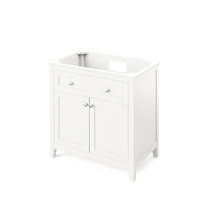 Jeffrey Alexander Chatham Traditional 36" White Single Undermount Sink Vanity With Marble Top | VKITCHA36WHWCR VKITCHA36WHWCR