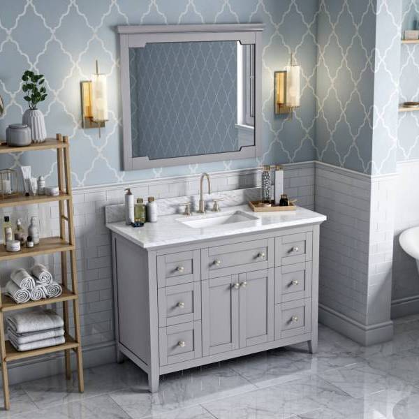 Jeffrey Alexander Chatham Traditional 48" Grey Single Undermount Sink Vanity With Marble Top | VKITCHA48GRWCR VKITCHA48GRWCR