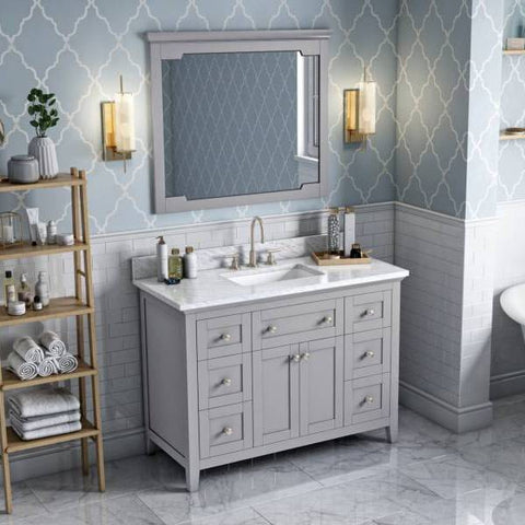 Image of Jeffrey Alexander Chatham Traditional 48" Grey Single Undermount Sink Vanity With Marble Top | VKITCHA48GRWCR VKITCHA48GRWCR