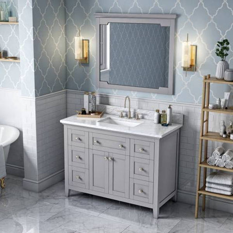 Image of Jeffrey Alexander Chatham Traditional 48" Grey Single Undermount Sink Vanity With Marble Top | VKITCHA48GRWCR VKITCHA48GRWCR