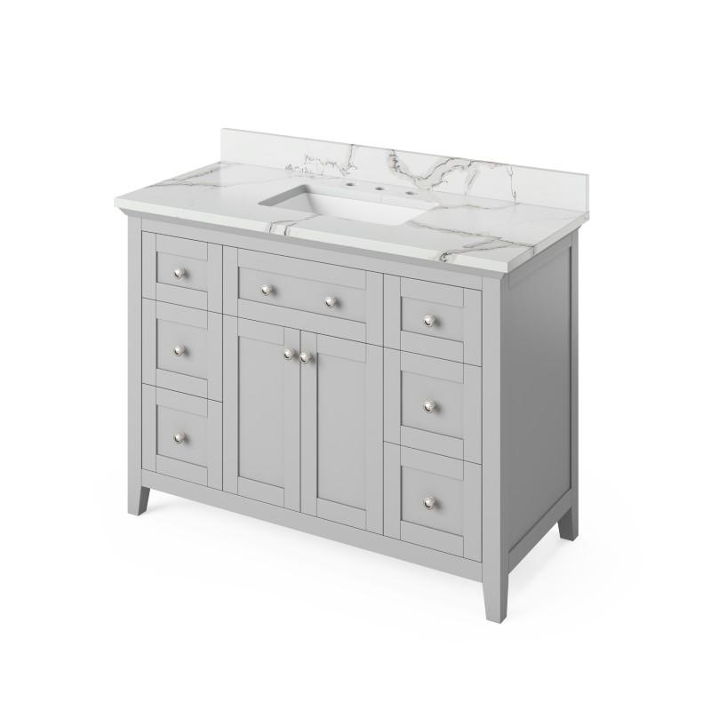 Jeffrey Alexander Chatham Traditional 48" Grey Single Undermount Sink Vanity With Quartz Top | VKITCHA48GRCQR VKITCHA48GRCQR