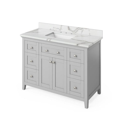 Image of Jeffrey Alexander Chatham Traditional 48" Grey Single Undermount Sink Vanity With Quartz Top | VKITCHA48GRCQR VKITCHA48GRCQR