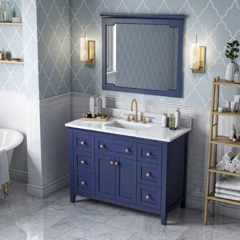 Image of Jeffrey Alexander Chatham Traditional 48" Hale Blue Single Undermount Sink Vanity With Marble Top | VKITCHA48BLWCR VKITCHA48BLWCR