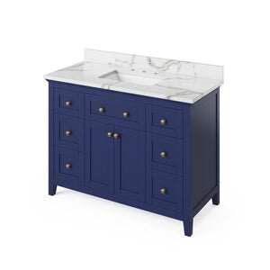 Jeffrey Alexander Chatham Traditional 48" Hale Blue Single Undermount Sink Vanity With Quartz Top | VKITCHA48BLCQR VKITCHA48BLCQR