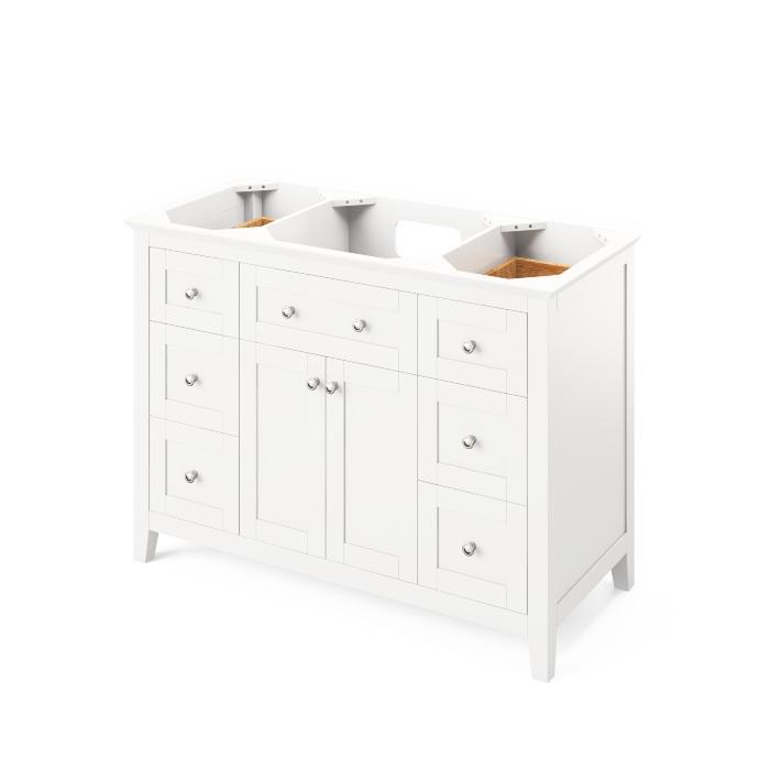 Jeffrey Alexander Chatham Traditional 48" White Single Undermount Sink Vanity With Marble Top | VKITCHA48WHWCR VKITCHA48WHWCR