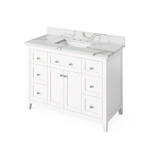 Jeffrey Alexander Chatham Traditional 48" White Single Undermount Sink Vanity With Quartz Top | VKITCHA48WHCQR VKITCHA48WHCQR