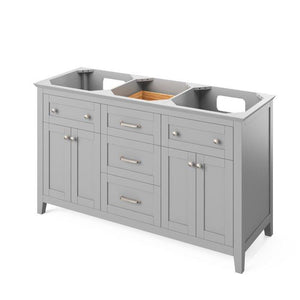 Jeffrey Alexander Chatham Traditional 60" Grey Double Undermount Sink Vanity With Marble Top | VKITCHA60GRWCR VKITCHA60GRWCR