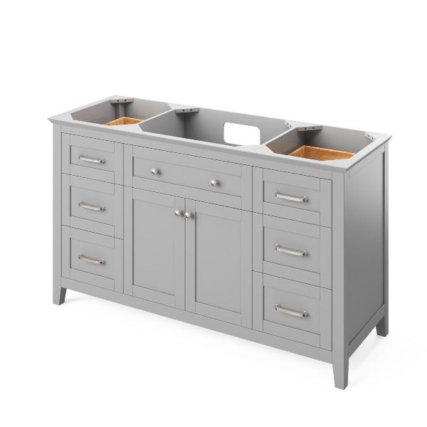 Jeffrey Alexander Chatham Traditional 60" Grey Single Undermount Sink Vanity With Marble Top | VKITCHA60SGRWCR VKITCHA60SGRWCR