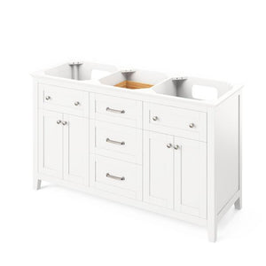 Jeffrey Alexander Chatham Traditional 60" White Double Undermount Sink Vanity With Marble Top | VKITCHA60WHWCR VKITCHA60WHWCR