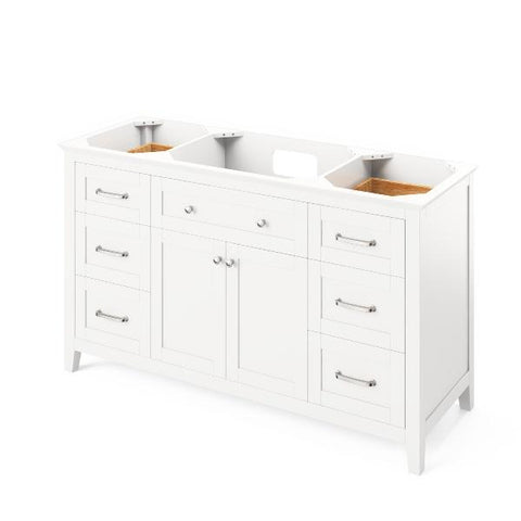 Image of Jeffrey Alexander Chatham Traditional 60" White Single Undermount Sink Vanity With Marble Top | VKITCHA60SWHWCR VKITCHA60SWHWCR