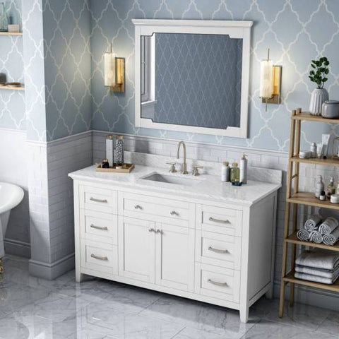 Image of Jeffrey Alexander Chatham Traditional 60" White Single Undermount Sink Vanity With Marble Top | VKITCHA60SWHWCR VKITCHA60SWHWCR