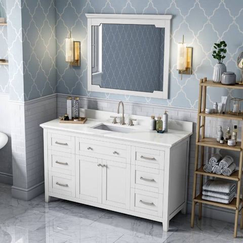 Image of Jeffrey Alexander Chatham Traditional 60" White Single Undermount Sink Vanity With Quartz Top | VKITCHA60SWHCQR VKITCHA60SWHCQR
