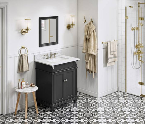 Image of Jeffrey Alexander Douglas 30" Black Single Undermount Sink Vanity With Marble Top | VKITDOU30BKWCR VKITDOU30BKWCR