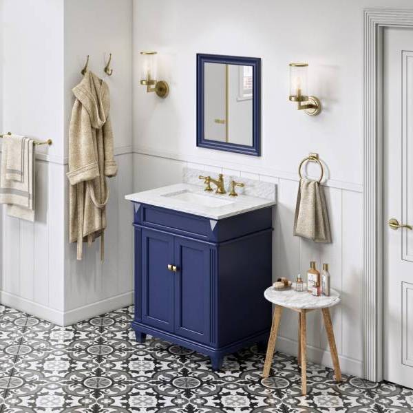 Jeffrey Alexander Douglas 30" Hale Blue Single Undermount Sink Vanity With Marble Top | VKITDOU30BLWCR VKITDOU30BLWCR